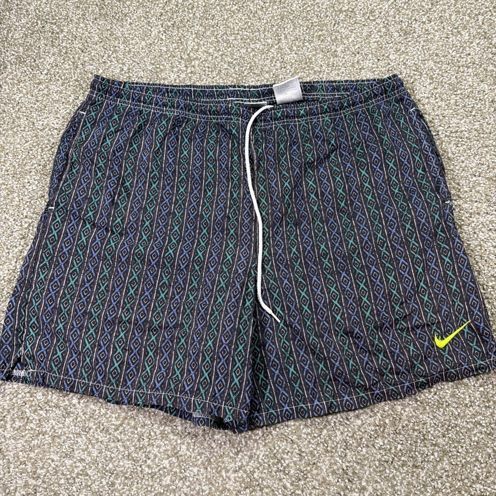 Vintage Nike Tribal Aztec All Over Print Shorts Nylon Size 36 Waist 90s Rare
